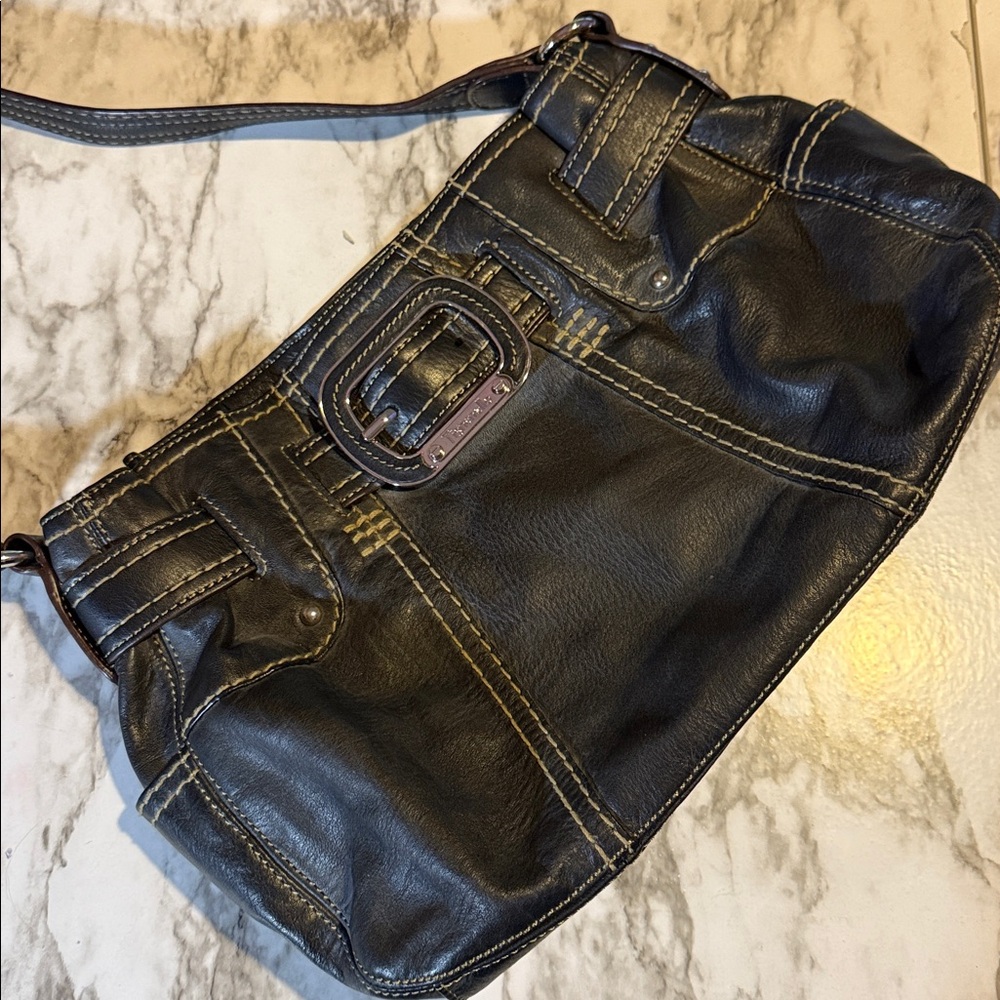 Tignanello Black Soft Buttery Leather Shoulder Bag